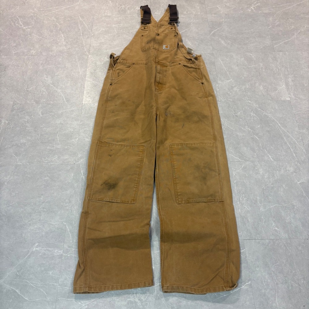 Carhartt Brown Duck Canvas Double Knee Bib Overalls Womens Size 18 Workwear